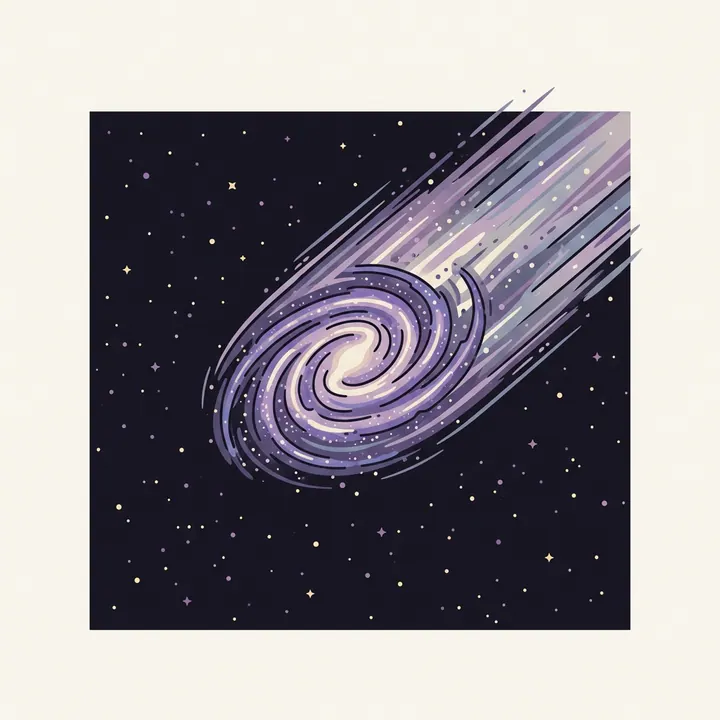 The whole Milky Way galaxy streaking through the cosmos with a motion trail